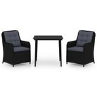 vidaXL 3 Piece Patio Dining Set Black