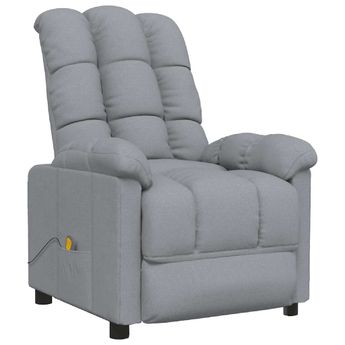 vidaXL Massage Recliner Light Gray Fabric
