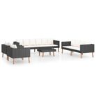 vidaXL 5 Piece Patio Lounge Set with Cushions Poly Rattan Black