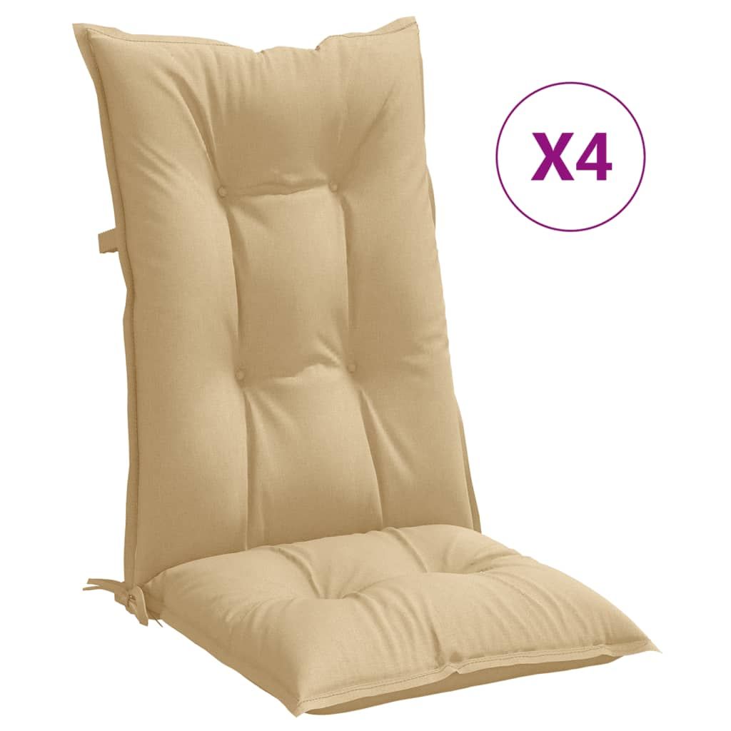 vidaXL Highback Chair Cushions 4 pcs Melange Beige 120x50x7 cm Fabric