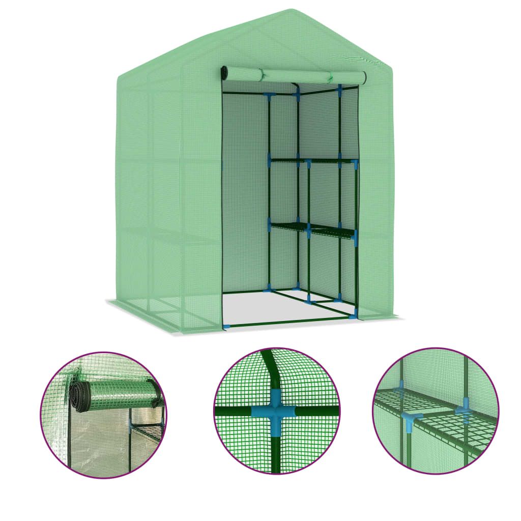 vidaXL Greenhouse with Shelves Steel 56.3"x56.3"x76.8"