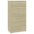 vidaXL Sideboard with 6 Drawers Sonoma Oak 19.7"x13.4"x37.8" Engineered Wood