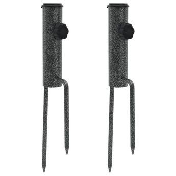 vidaXL Parasol Stands with Spikes 2 pcs 3.5"x13.8" Galvanized Steel
