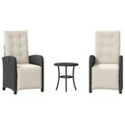 vidaXL 3 Piece Bistro Set with Cushions Black Poly Rattan