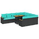 vidaXL 11 Piece Garden Sofa Set with Cushions Black Poly Rattan