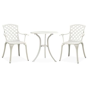 vidaXL 3 Piece Bistro Set Cast Aluminium White