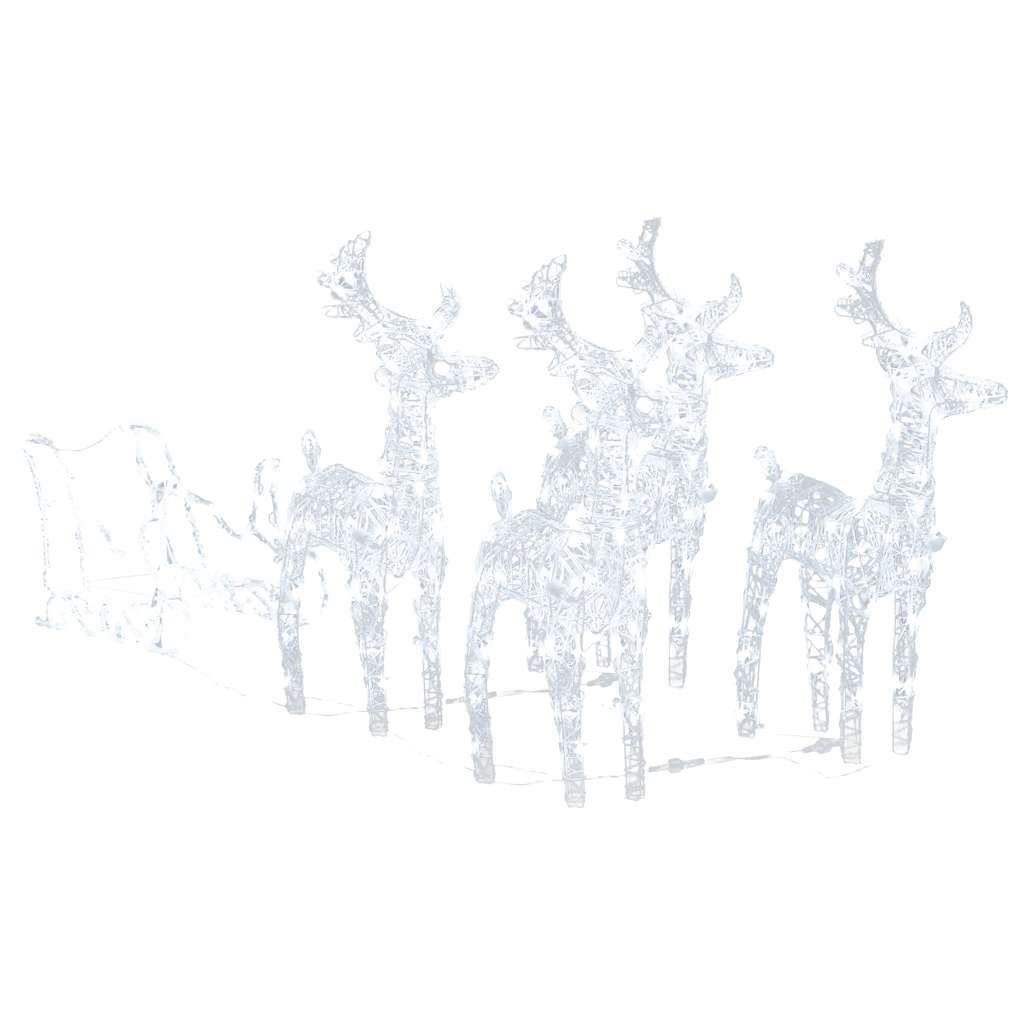 vidaXL Reindeers & Sleigh Christmas Decoration 110.2"x11"x21.7" Acrylic
