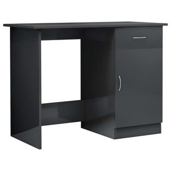 vidaXL Desk High Gloss Gray 39.4" x 19.7" x 29.9" Engineered Wood