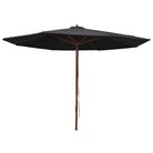 vidaXL Garden Parasol with Wooden Pole 350 cm Black