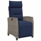 vidaXL Reclining Patio Chair with Side Table Gray Poly Rattan