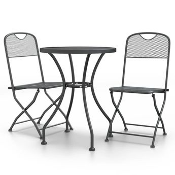 vidaXL 3 Piece Patio Dining Set Expanded Metal Mesh Anthracite