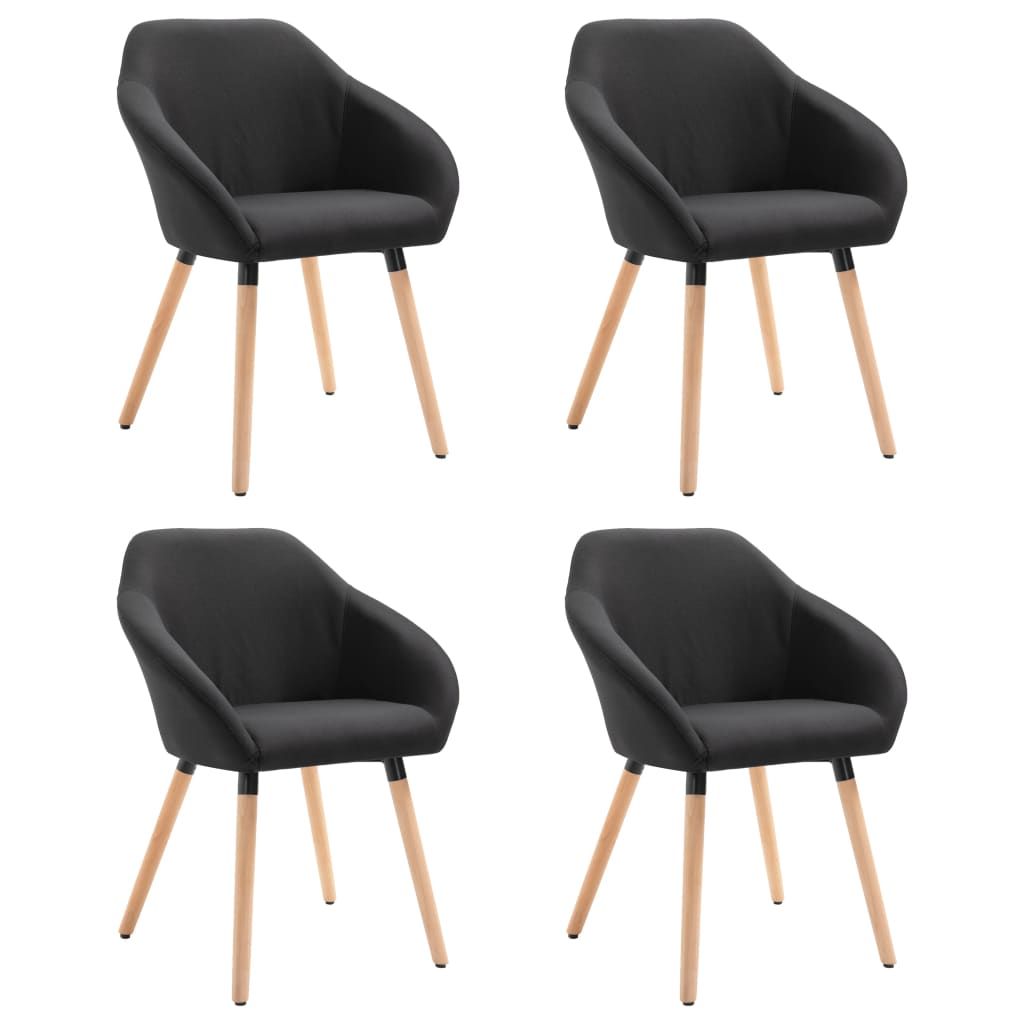 vidaXL Dining Chairs 4 pcs Black Fabric