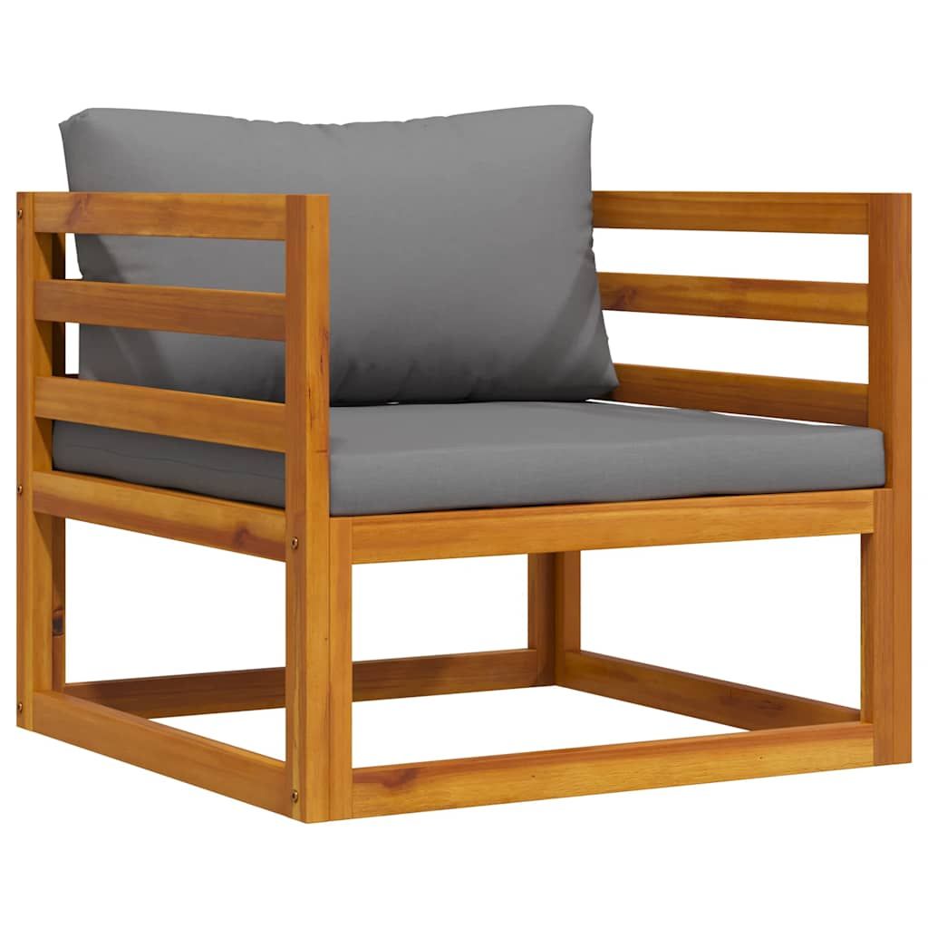 vidaXL Garden Chair with Dark Grey Cushions Solid Acacia Wood
