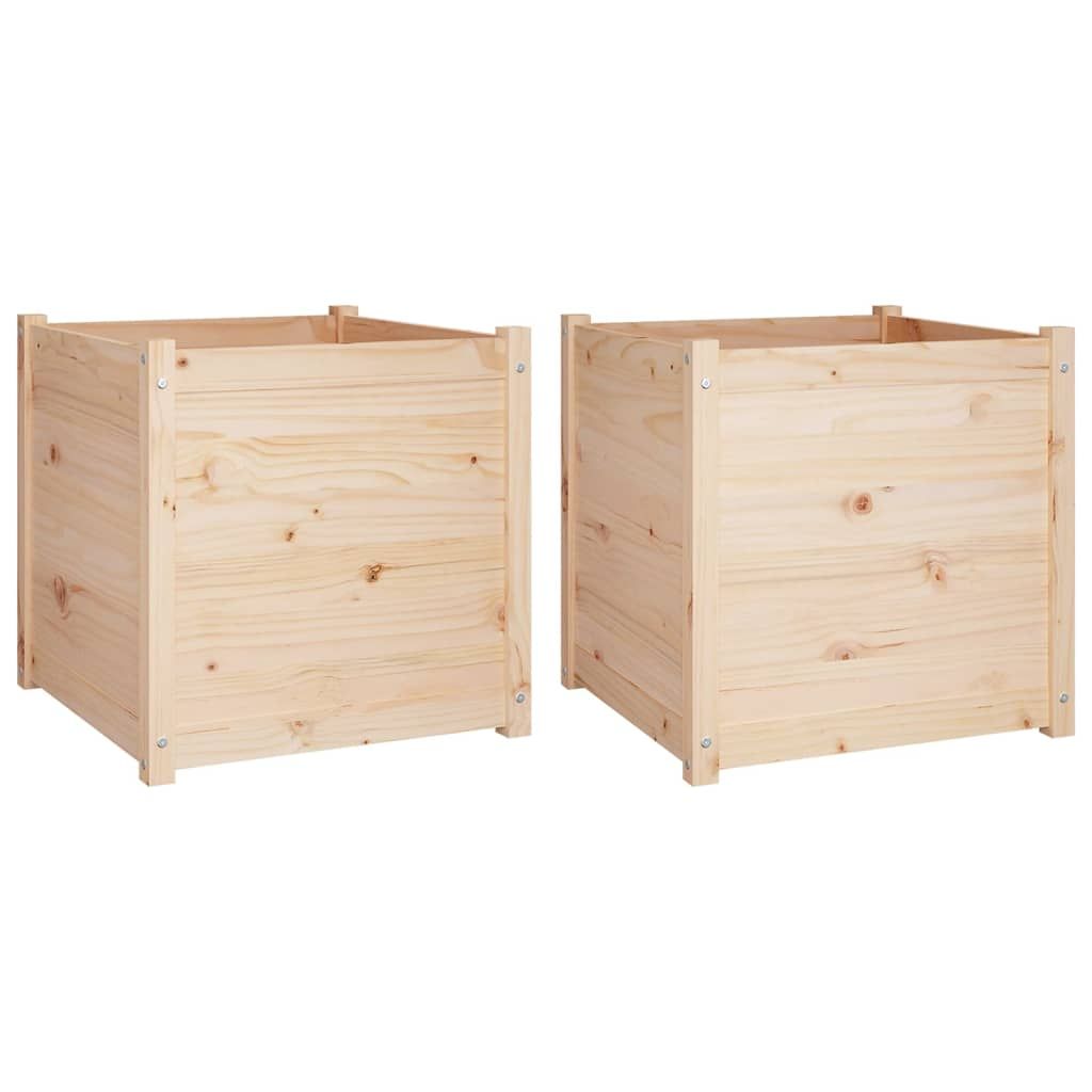 vidaXL Garden Planters 2 pcs 23.6"x23.6"x23.6" Solid Wood Pine