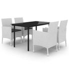 vidaXL 5 Piece Garden Dining Set with Cushions Poly Rattan and Glass