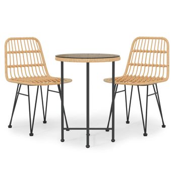 vidaXL 3 Piece Garden Dining Set Poly Rattan