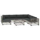 vidaXL 8 Piece Patio Lounge Set with Cushions Poly Rattan Gray