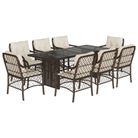 vidaXL 9 Piece Garden Dining Set with Cushions Brown Poly Rattan