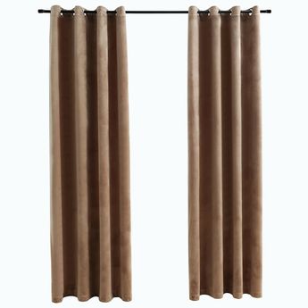vidaXL Blackout Curtains with Rings 2 pcs Beige 54"x63" Velvet