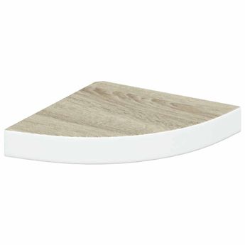 vidaXL Wall Corner Shelf Oak and White 25x25x3.8 cm MDF