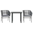 vidaXL 3 Piece Garden Dining Set with Cushions Black Poly Rattan Glass