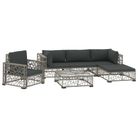 vidaXL 6 Piece Patio Lounge Set with Cushions Poly Rattan Gray