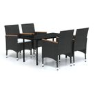 vidaXL 5 Piece Garden Dining Set with Cushions Black