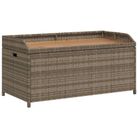 vidaXL Storage Bench Gray 39.4"x19.7"x20.5" Poly Rattan and Acacia Wood