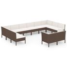 vidaXL 12 Piece Patio Lounge Set with Cushions Poly Rattan Brown