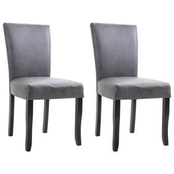 vidaXL Dining Chairs 2 pcs Gray Faux Suede Leather