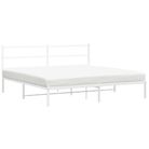 vidaXL Metal Bed Frame without Mattress with Headboard White 193x203cm