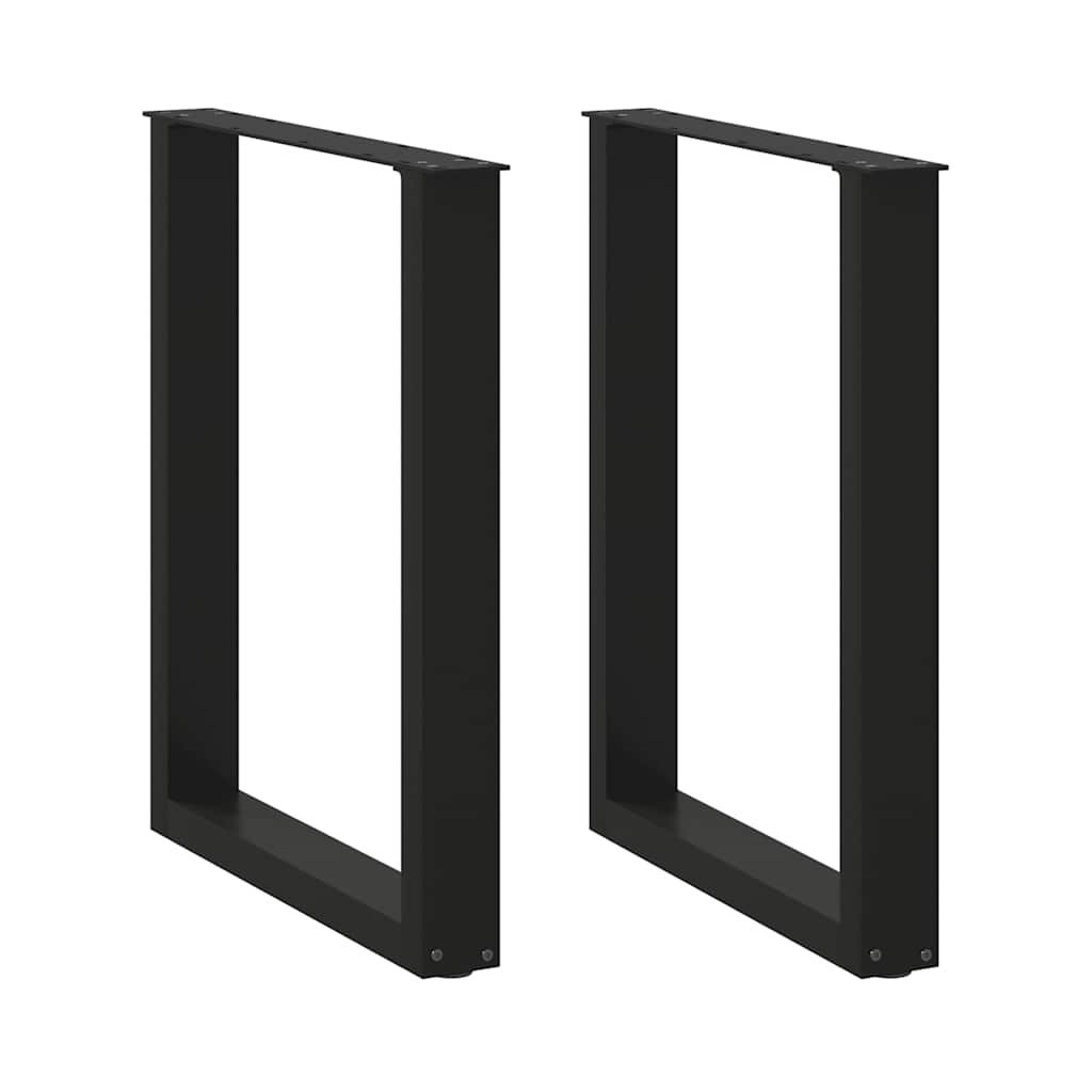 vidaXL Dining Table Legs U-Shaped 2 pcs Black 70x(72-73) cm Steel