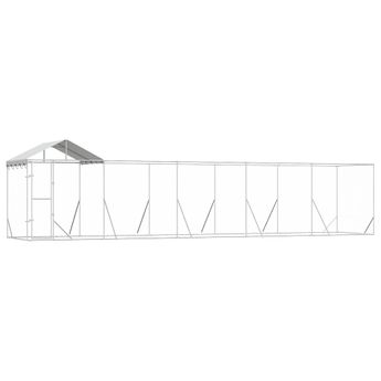 vidaXL Outdoor Dog Kennel with Roof Silver 10x2x2.5 m Galvanised Steel
