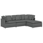 vidaXL Modular Sofa with Footstool&Cushions Fabric Dark Gray