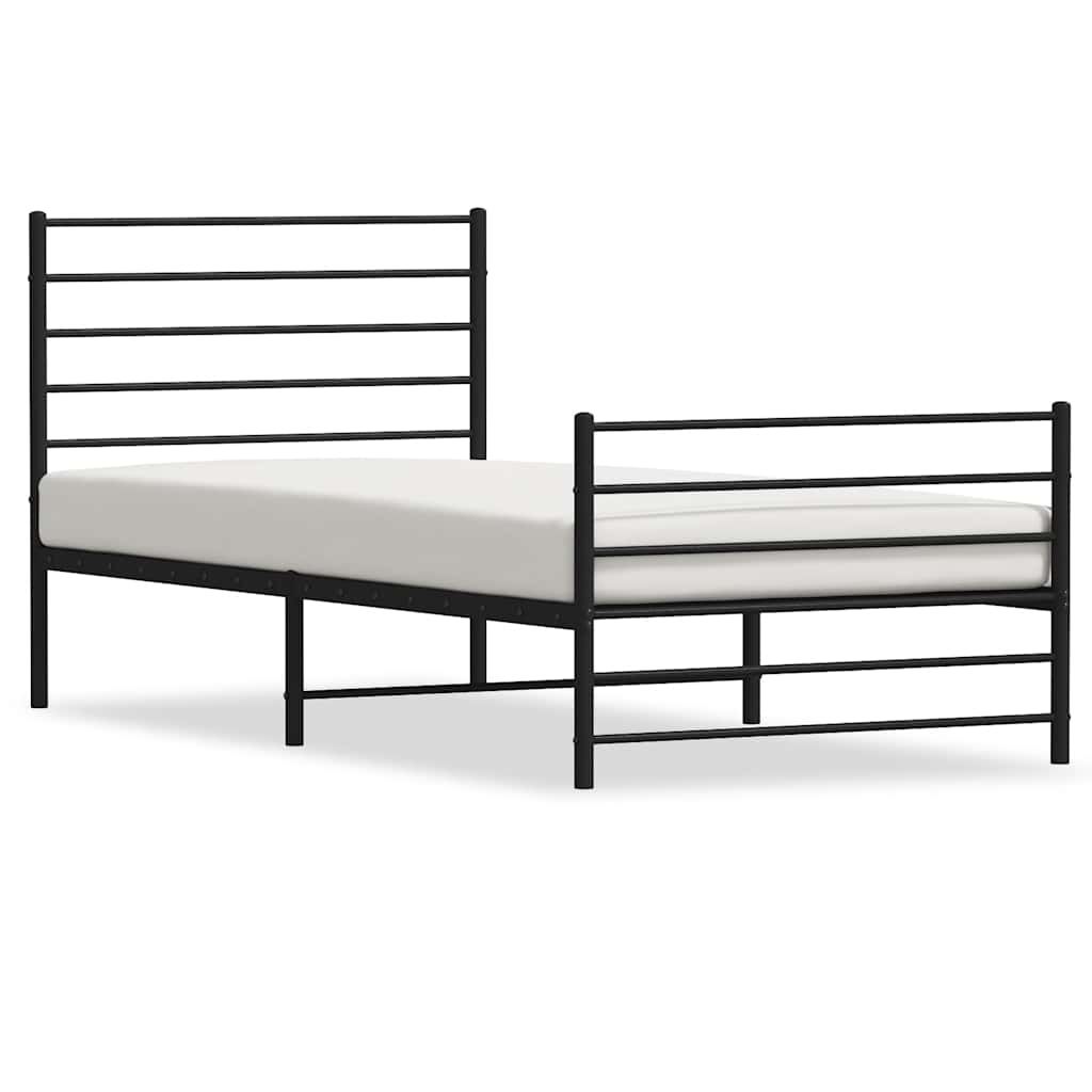 vidaXL Metal Bed Frame without Mattress with Footboard Black 39.4"x78.7"