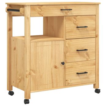 vidaXL Kitchen Trolley MONZA 33.1"x15.7"x34.8" Solid Wood Pine