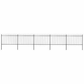 vidaXL Garden Fence with Spear Top Steel 892.5x120 cm Black