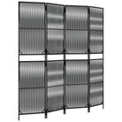 vidaXL Room Divider 4 Panels Black Poly Rattan