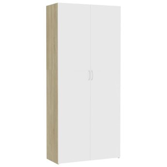 vidaXL Storage Cabinet White and Sonoma Oak 80x35.5x180 cm Engineered Wood