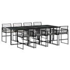 vidaXL 9 Piece Patio Dining Set with Cushions Black Poly Rattan