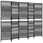 vidaXL Room Divider 5 Panels Black Poly Rattan