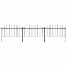 vidaXL Garden Fence with Spear Top Steel 537x150 cm Black