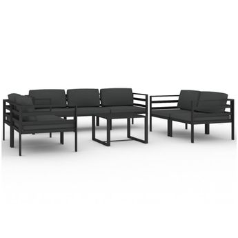 vidaXL 8 Piece Patio Lounge Set with Cushions Aluminum Anthracite
