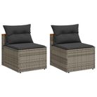 vidaXL Patio Sofas Armless with Cushions 2 pcs Gray Poly Rattan