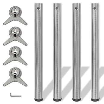 vidaXL 4 Height Adjustable Table Legs Brushed Nickel 28"