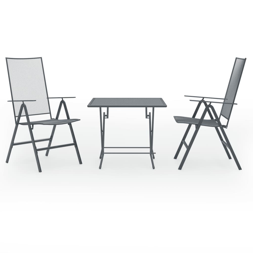 vidaXL 3 Piece Patio Dining Set Steel Anthracite