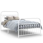 vidaXL Metal Bed Frame without Mattress with Footboard White 39.4"x78.7"