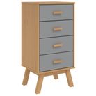 vidaXL Bedside Cabinet OLDEN Gray and Brown Solid Wood Pine