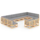 vidaXL 12 Piece Garden Lounge Set with Cushions Solid Wood Pine