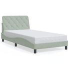 vidaXL Bed Frame without Mattress Light Gray 39.4"x79.9" Velvet